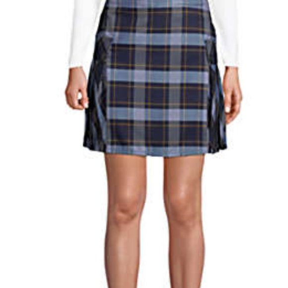 Land's End Plaid Navy Side Pleat Skort Junior Misses Size 7 - Picture 12 of 12
